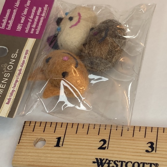 Cat Faces Embellishments Needle Felting 100% Wool Felt Crafts Dimensions - Picture 12 of 13